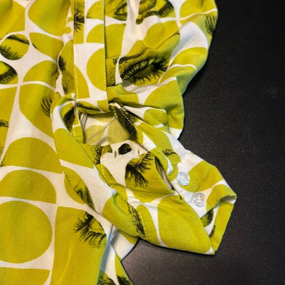 Milk & Honey Shirt Womens Small Green Eye Print Graphic Button Up Rayon - Picture 7 of 7